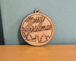 Kersthanger merry christmas hout